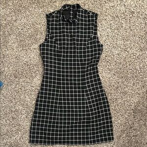 Black and White Checkered Sleeveless Dress